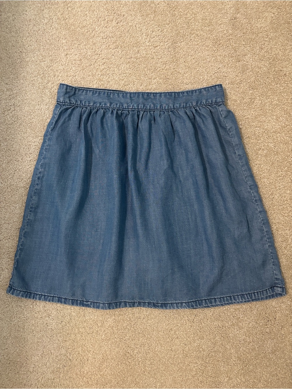 Madewell Chambray A-Line Skirt Womens Size 8 Blue Zipper Back Faded Indigo